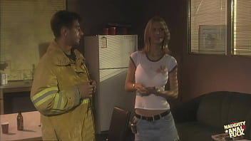 A Blonde Woman With Attractive Features Expresses Her Gratitude To A Fireman By Allowing Him To Engage In Passionate Intercourse With Her Well Formed And Rounded Buttocks thumbnail