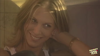 A blonde woman with attractive features expresses her gratitude to a fireman by allowing him to engage in passionate intercourse with her well formed and rounded buttocks