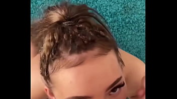 Petite brunette teen model with natural tits rimming deepthroat and messy cum on face