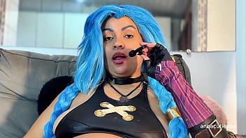 Jinx cosplay eating mcdonald’s with burps and belly noises