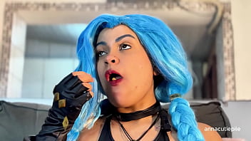 Jinx cosplay eating mcdonald’s with burps and belly noises