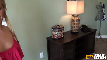 Handsome guy pounds a blonde teen with tight pussy on the bed