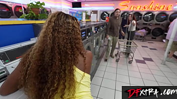 Ebony goddess destiny mira's steamy laundromat hookup