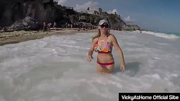 Hot milf vicky vette strips naked outside and fingers her sweet cunt