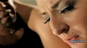 Oiled up hottie fucks a big black cock