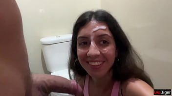 Cumwalk in public supermarket facial fetish outdoor blowjob