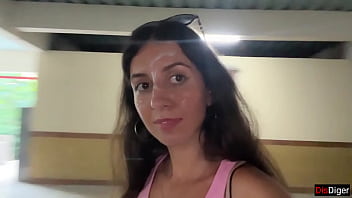 Cumwalk in public supermarket facial fetish outdoor blowjob