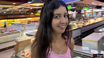 Cumwalk in public supermarket facial fetish outdoor blowjob