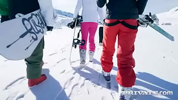 Haley hill and katrin have an alpine anal trio