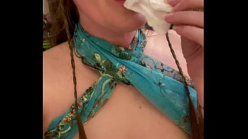 Elf sucks her own pee from toilet paper