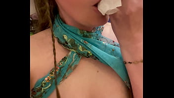 Elf sucks her own pee from toilet paper