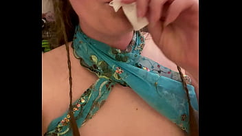 Elf sucks her own pee from toilet paper