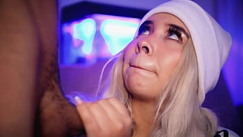 Beautiful college girl sucks cock and strokes with great passion