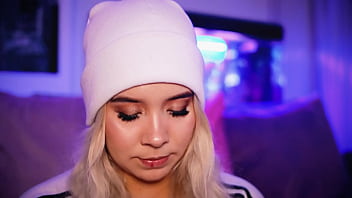 Beautiful college girl sucks cock and strokes with great passion