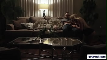 Busty Blonde Ts Supertar Eva Paradis Pounds A Dudes Tight Asshole In The Couch thumbnail