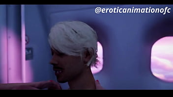 Animação 3d erótica – cena quente no banheiro do avião ️