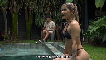 Taking my step cousin virginity by the pool