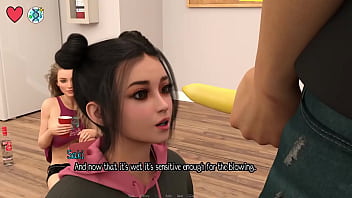 Elmwood university #19 18 year old asian girl flashes her perky tits and gives blowjob to a banana