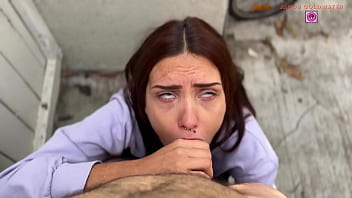 Backyard december blowjob