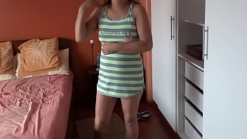 Stepmom doesn't let me put my cock in her and i cum all over her body and she rubs herself