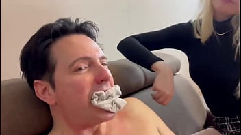 This amuses the two dominant lesbian girls and they film him with their cell phones to publish it on their social media accounts