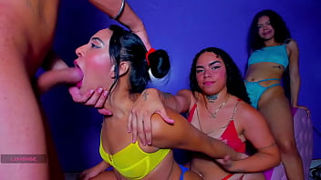 Latinas swallow a huge big cock super blowjobs