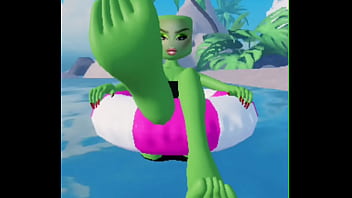 Roblox girl rubbing her feet on you