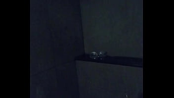 Asian slut wife masturbation with dildo and vibrator in gym's shower