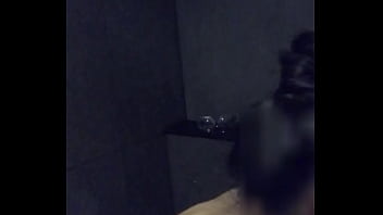 Asian slut wife masturbation with dildo and vibrator in gym's shower