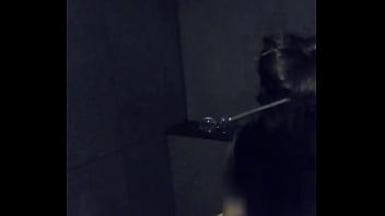 Asian slut wife masturbation with dildo and vibrator in gym's shower