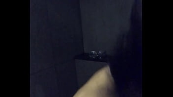 Asian slut wife masturbation with dildo and vibrator in gym's shower