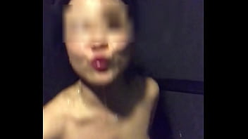 Asian slut wife masturbation with dildo and vibrator in gym's shower