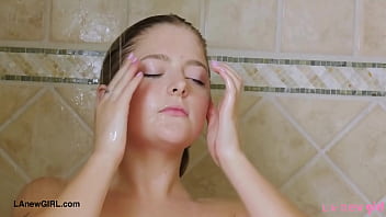 Radiant blonde muse enjoyed a sensual bath