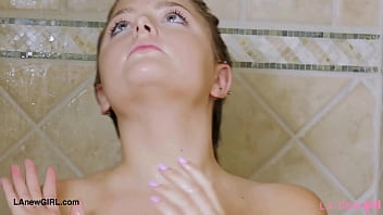 Radiant blonde muse enjoyed a sensual bath