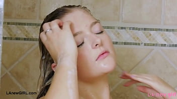 Radiant blonde muse enjoyed a sensual bath