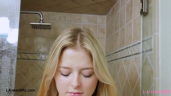 Radiant blonde muse enjoyed a sensual bath