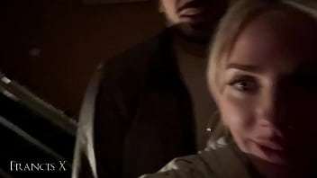 Blonde friend sucks my cock in the elevator and gets fucked hard in the hotel room