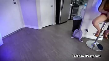 Slutty roomie gets down on her knees