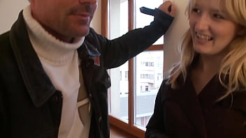 Denisa heaven shows her sweet teen tits to contractor's cum