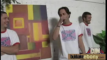 Hot ebony chick in interracial gangbang 4