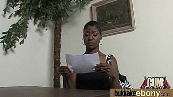 Hot ebony chick in interracial gangbang 8