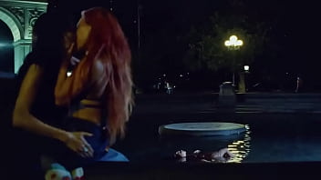 Girl on subway gets eaten out