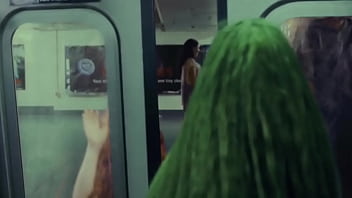 Girl on subway gets eaten out