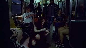 Girl on subway gets eaten out