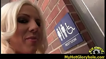White whore sucks and fucks black cock for cusmhot at gloryhole 17