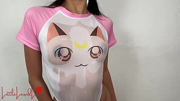 Cute asian in anime bodysuit fucked & throated