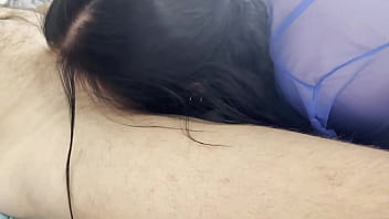 Stepmom helps me to cum a good blowjob and close up pov