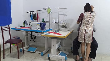 Intense seduction in the sewing workshop