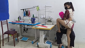 Intense seduction in the sewing workshop