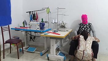 Intense seduction in the sewing workshop